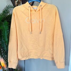 NWOT Calvin Klein Performance Pullover Hoodie Sweatshirt Activewear Light Orange